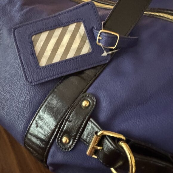 Steve Madden Duffle Bag Travel Overnight Weekender Tote Sports Bl/Bl/Gold with S - Picture 3 of 12